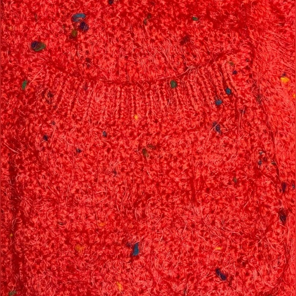 BCBGMAXAZRIA OPEN FRONT CARDIGAN CHUNKY CONFETTI KNIT SWEATER WOMENS RED SIZE L - Picture 13 of 13